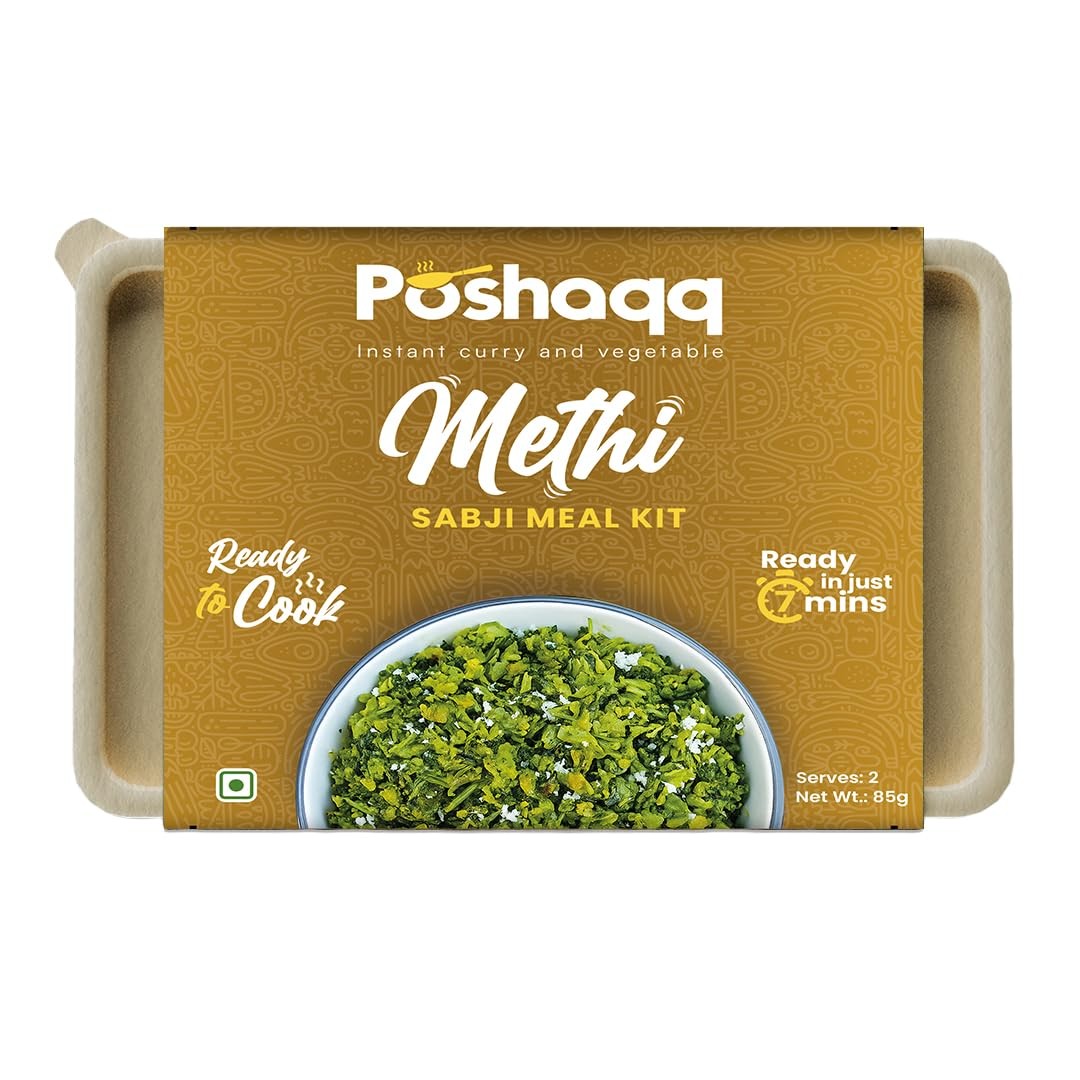 Poshaqq Methi Sabji Ready-to-Cook Kit | Fenugreek Sabji | Healthy Indian Meal | 7-Minute Cooking | No Preservatives
